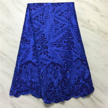 Royal Blue Cotton Nigerian Cotton Lace Fabric High Quality 2021 Swiss Voile Cloth Embroidered African Tissus Dress Material EC7 2024 - buy cheap