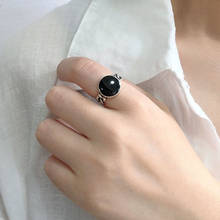 Крутое черное кольцо для женщин, круглое Винтажное кольцо в стиле хип-хоп, индивидуальное открытое регулируемое кольцо на палец, корейские девушки, подарок, ювелирное изделие 2024 - купить недорого