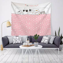 Tapiz rosa de gato, Sábana de pared, decoración de pared para el hogar, tapiz colgante, tapiz personalizado 2024 - compra barato