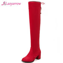Lasyarrow 2019 new thigh high over the knee boots women pointed toe top quality Elastic socks boots autumn winter shoes J1004 2024 - buy cheap