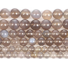 Natural Stone Grey Agates Charm Round Loose Beads For Jewelry Making Needlework Bracelet DIY Pick Size Strand 4 6 8 10 12 MM 2024 - buy cheap