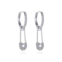 Meetvii Unique Paperclip Safety Pin Drop Earring for Women European Bling Micro Pave CZ Crystal Earring Party Ear Jewelry 2024 - buy cheap