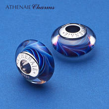 Athenaie-colar de prata esterlina 925, amuleto de vidro murano, onda azul, oceano, contas para pulseira, colar com pulseira 2024 - compre barato