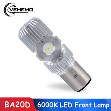 Vehemo 6000K LED BA20D Scooter ATV Headlight LED Light Super Bright Front Lamp Motorbike High Low Beam Replacement Light 2024 - buy cheap