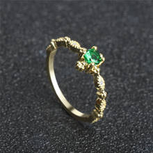 Милые изящные женские зеленые Стразы золотого цвета кольца нежные кольца с кристаллами Свадебные женские ювелирные изделия Anillos Mujer 2024 - купить недорого