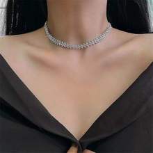 Moda feminina strass colar estilo simples todos cristal geométrico colar pingente jóias festa de aniversário vestir presente 2024 - compre barato