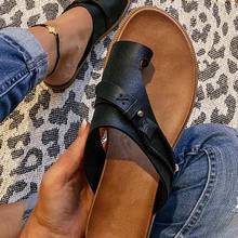 Sandálias femininas casuais slip-on, sapatos de verão com clipe de dedo vintage para praia, estilo romano, 2021 2024 - compre barato