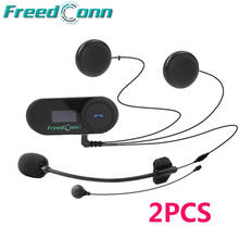 Гарнитура FreedConn TCOM-SC Bluetooth для мотоцикла, гарнитура с ЖК-экраном, FM-радио, с мягким микрофоном, гарнитура для любого шлема, Armet, 2 шт. 2024 - купить недорого