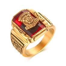 Fashion Gold Color Metal Red Crystal Men's Ring 1973 Walton Tigers Navy Signet Biker Rings for Men Male Boho Jewelry Accessories 2024 - buy cheap