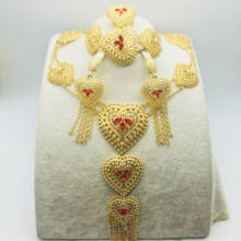 Conjunto de collar y pendientes estilo africano y Nigeriano para mujer, aretes, color dorado, estilo Dubai, para boda, fiesta, novia 2024 - compra barato