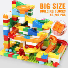 3+ Kids Marble Race Compatible All Brand Building Blocks Funnel Slide Big Building Brick Run Maze Balls Toys 52-208PCS 2024 - buy cheap