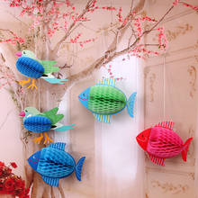 Объемный шар в виде сот рыбок, бумажный шар-фонарик, помпон для птиц на день рождения, детский душ, праздничные украшения, товары для вечеринки 2024 - купить недорого