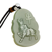 Colgante de jade Natural hetiano tallado, jade verde, guanyin zodiaco chino, collar de jade Jadeíta de diseño único, joyería para hombres 2024 - compra barato