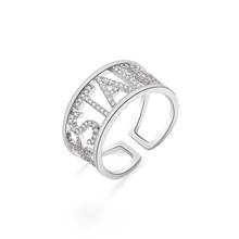 Открывающиеся регулируемые серебряные кольца богемные модные ювелирные изделия 2019 медь Циркон "звезда" кольца с буквами для женщин подарок на свадьбу 2024 - купить недорого