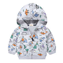 27 niños otoño bebé niño chaqueta Grey volcán dinosaurio de dibujos animados de algodón trinchera ropa Tops rompevientos con capucha Outerwe 2-9Years 2024 - compra barato