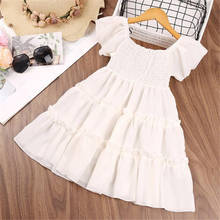 Summer Cute Baby Girls Chiffon Dress 2021 White Short Sleeve Swing Dresses Lovely Baby Girls Princess Knee Length A-Line Dress 2024 - buy cheap