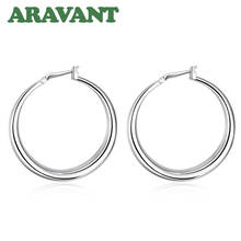 925 Silver 35MM Round Circle Hoop Earrings For Women Silver Jewelry 2024 - buy cheap