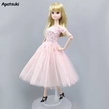 Детская игрушка «сделай сам», розовое модное платье для куклы Барби, одежда, платье, короткие платья, наряды для кукольного домика Барби, аксессуары для кукол 1/6 BJD 2024 - купить недорого
