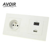 Avoir FR Standard Plug Wall Socket HDMI HD TV Port Socket Wall Power Socket Plastic Panel Electrical Outlet 2024 - buy cheap