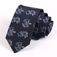 Corbata azul ajustada de 5,5 CM para hombre, traje de negocios, corbatas con estampado Floral, caja de regalo 2024 - compra barato