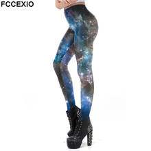 FCCEXIO-Leggings con estampado 3D de galaxia para mujer, pantalones elásticos, ajustados, para entrenamiento y Fitness 2024 - compra barato