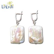 Lii Ji Unique Real Big Square Baroque Pearl 925 Sterling Silver Dangle Earrings 2024 - buy cheap