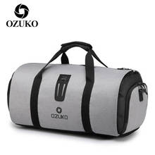 OZUKO-Bolsa de lona de viaje para hombre y mujer, bolso deportivo con bolsillo para zapatos, almacenamiento de traje de gran capacidad, para equipaje 2024 - compra barato