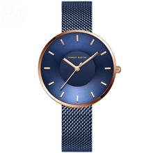 Movimiento de cuarzo japonés MIYOTA 2035, diseño Simple, regalo de lujo, banda de acero inoxidable, cara curva, azul, oro rosa, relojes para mujer 2024 - compra barato