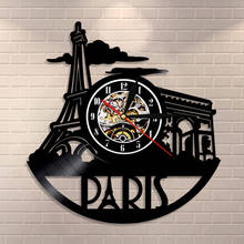 Paris Cityscape Wall Clock Tower Vinyl Record Wall Clock Paris Triumphal Arch Home Decor City Of Love Travel Wall Clock 2024 - buy cheap