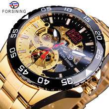 Forsining 2019 Golden Mechanical Mens Wristwatches Fashion Skeleton Automatic Clock Top Brand Luxury Waterproof Erkek Kol Saati 2024 - buy cheap