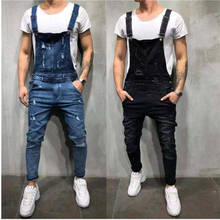 Men 2021 Fashion Ripped Jumpsuit Pockets Fitness Suspenders Streetwear Bib Rompers  Men Suspender Pants Size S-4XL Overalls 2024 - buy cheap