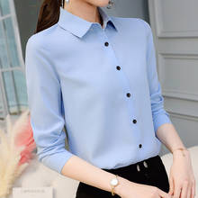 Blusa Coreana de gasa de manga larga para mujer, Camisa lisa para oficina, talla grande, para primavera y otoño 2024 - compra barato