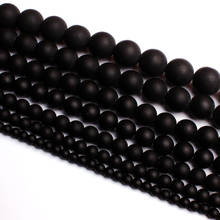 High Quality Round Natural Agates Frosted Black Bracelet Necklace Jewelry Gems Beads 38cm 4, 6, 8, 10, 12, 14, 16, 18, 20mm wj55 2024 - buy cheap