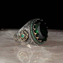 Большое кольцо с зеленым цирконием для женщин, обручальное, свадебное, винтажное, богемное, женское, на палец, синее, массивное ювелирное изделие 2024 - купить недорого