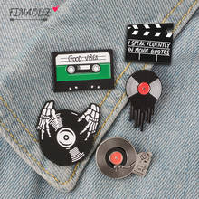 FIMAODZ, виниловые броши для музыки в стиле рок, для любителей музыки, хип-хоп, CD, значок с черепом, булавка, художественная коллекция 2024 - купить недорого