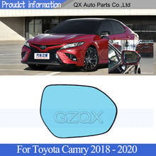 CAPQX-lente de cristal de espejo retrovisor azul para Toyota Camry 2018-2020, lente de espejo lateral con calefacción de luz de punto ciego 2024 - compra barato