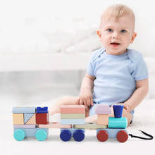 Baby Montessori Toys Trailer Wooden Train Vehicle Blocks Geometry Colour Congnitive Education Christmas Gifts Toys For Children 2024 - buy cheap