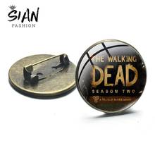 SIAN The Walking Dead Horror TV Series Brooches Bronze Silver Plated Glass Cabochon Metal Jackets Pins for Men Female Souvenirs 2024 - buy cheap