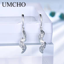 UMCHO-pendientes de plata de primera ley con forma de espiral para mujer, aretes colgantes, plata esterlina 925, estilo coreano, fiesta 2024 - compra barato