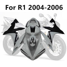 Motocicleta para yamaha, yzf1000, r1, 04, 05, 06, kit completo de carenagem, 2004, 2005, 2006, branco, chama regular 2024 - compre barato