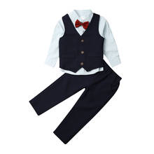 4PCS Toddler Baby Boy Kids Gentleman Shirt Pants Tuxedo Bow Tie Clothes Outfit Set 1-7Yrs 2024 - buy cheap