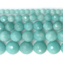 4-12mm Natural Stone Beads Round Faceted Blue Amazonite Beads For Jewelry Making beads 15'' DIY Beads Bracelets Women Trinket 2024 - buy cheap