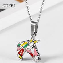 OUFEI Stainless Steel Women Jewelry Horse Necklaces & Golden Animal Pendants Choker Fashion Accessories Bohemian Mass Effect 2024 - buy cheap