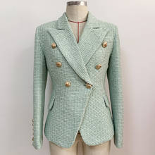 Newest 2021 Designer Jacket Women's Classic Metal Buttons Mint Green Double Breasted Tweed Blazer  Wholesale Dropshipping 2024 - buy cheap
