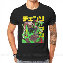 Camiseta de algodão masculina denji com design de motosserra, roupa vintage de verão, plus size, gola redonda, harajuku 2024 - compre barato