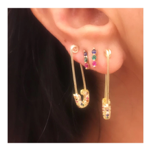 Pendientes de circonia cúbica para mujer, aretes pequeños y coloridos, geométricos, minimalistas, con relleno de oro 2024 - compra barato