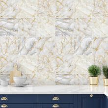 Funlife®Pegatina de pared de mármol blanco y dorado, autoadhesivo, fácil de limpiar, para baño, cocina, pared de suelo contra salpicaduras 2024 - compra barato