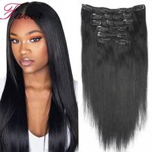 Brazilian Remy Hair 7Pcs Set Clip In Hair Extensions Brazilian Remy Hair Full Head Set Silky Straight Natural Color Clips In 2024 - buy cheap