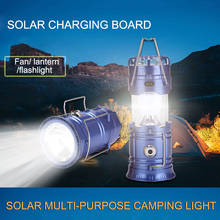 Multi-function Solar Portable Lanterns with Mini Fan Rechargeable LED Camping Emergency  Light Table Lamp 110V/220V US/EU Plug L 2024 - buy cheap