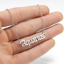 Stainless Steel Personalize Old English 12 Zodiac Sign Necklace for Women Birthday Jewelry Gifts Letter Aquarius Chain Necklace 2024 - buy cheap